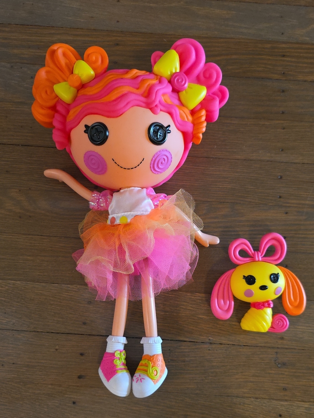 Lalaloopsy Sweetie Candy Ribbon W/ Pink and Orange Tulle Doll And Puppy